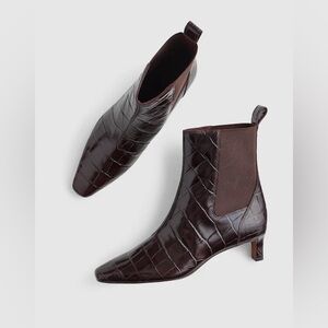 Madewell Brown Croc-Embossed Ankle Boots